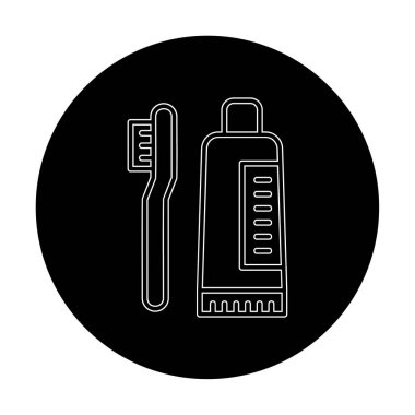 Diş fırçası ve diş macunu ikonları vektör illüstrasyonuName