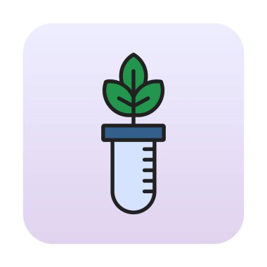 Test tüpü simgesine bitki, vektör illüstrasyonuName 