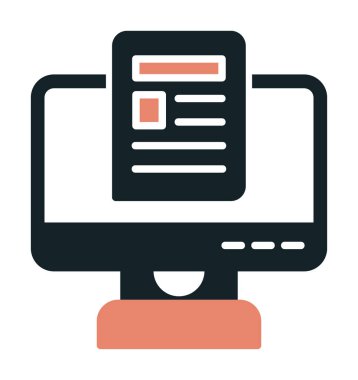 Yazı simgesi, vektör illüstrasyonlu bilgisayar ekranı