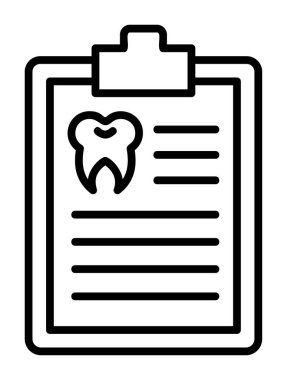 Dişlerinde pano simgesi var. Web için Tıbbi Rapor vektör simgesinin basit illüstrasyonu              