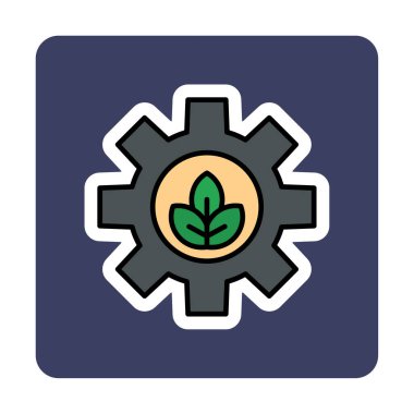 Bitki simgesiyle çark, gezegen konseptinin ekolojik sürdürülebilirliği, vektör illüstrasyonu