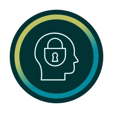 Erkekler kafasında kilit, yaratıcı vektör simgesi olan güvenlik kavramı