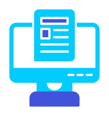 Yazı simgesi, vektör illüstrasyonlu bilgisayar ekranı