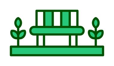 Park bankının ikonu. Düz renk tasarımı. vektör illüstrasyonu