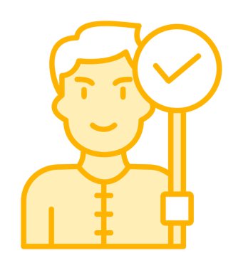 Bayrak taşıyan adam, vektör illüstrasyonu 