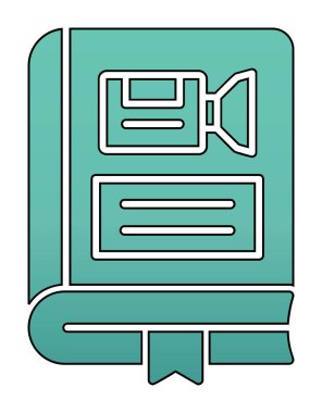 Kamera işaretli kitap simgesi, vektör illüstrasyonu basit tasarım