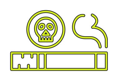 Sigara ikonlu grafiksel düz kafatası