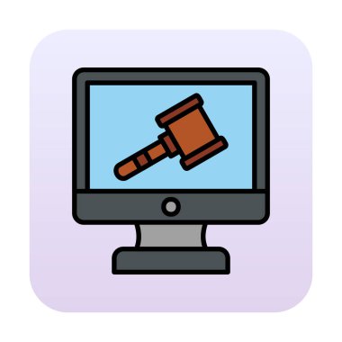 Çevrimiçi açık artırma simgesi, vektör illüstrasyonuName 