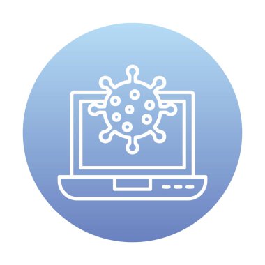 Kalkan virüs simgesine sahip dizüstü bilgisayar, düz dizayn 