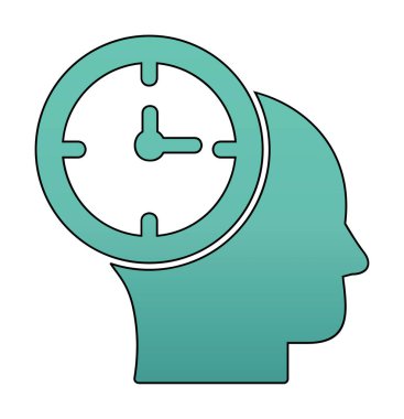 İnsan kafası ikonlu saat. vektör illüstrasyonu                          