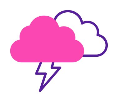 Yıldırım ikonlu fırtına bulutları. vektör illüstrasyonu                   