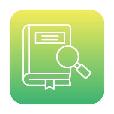 Loupe simgesi, araştırma konsepti, vektör illüstrasyonlu kitap