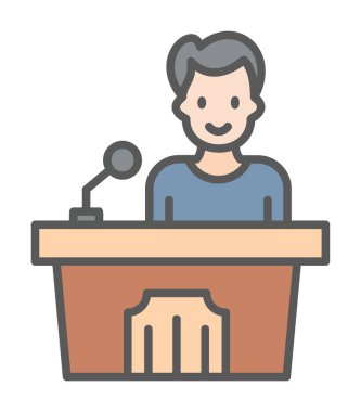 Konuşma standı ikonu, vektör illüstrasyonunda konuşma yapan erkekler