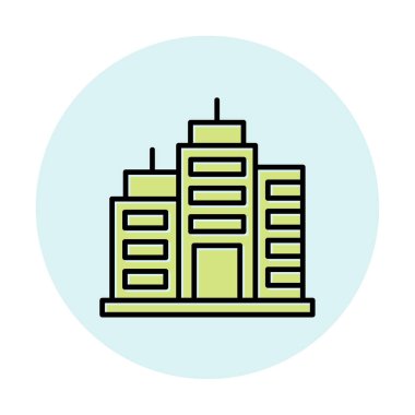 Şehir binası simgesi, vektör illüstrasyonu basit tasarım