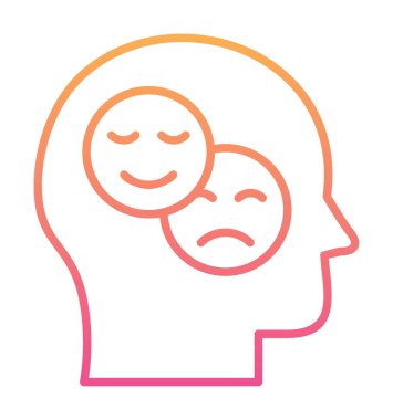 Bipolar bozukluk veya depresyon BP web ikonu, vektör illüstrasyonu. Ruh sağlığı sembolleri gösteriliyor