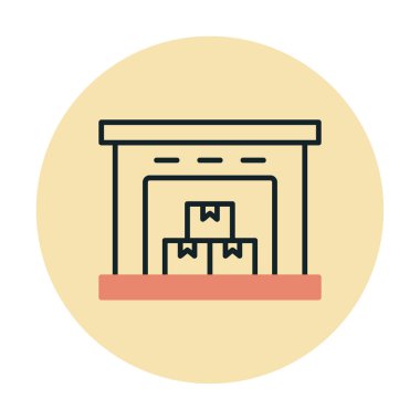 Kutu simgesi ve vektör illüstrasyonlu depo 