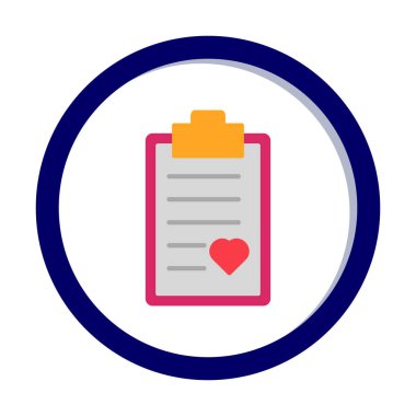 Kalp ikonu vektör illüstrasyonlu Tıbbi Rapor               