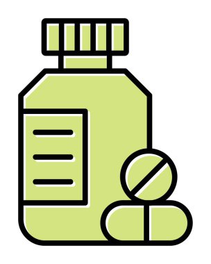 İlaç şişesi, ilaç ikonu, vektör illüstrasyonu                                         