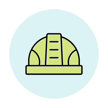 İnşaat Miğferi. İnşaat endüstrisi simgesi ana hatlarıyla doldurulmuş                    