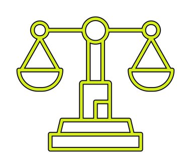  Adalet ölçekli denge simgesi basit vektör illüstrasyonu 