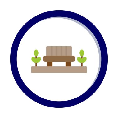 Park bankının ikonu. Düz renk tasarımı. vektör illüstrasyonu