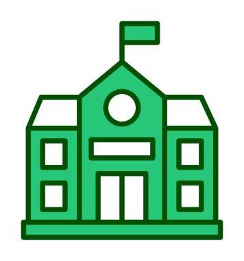 Okul binası simgesi, vektör illüstrasyonu