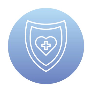 Çapraz ikonlu kalp, vektör çizimi. Sağlık hizmetleri kavramı                             