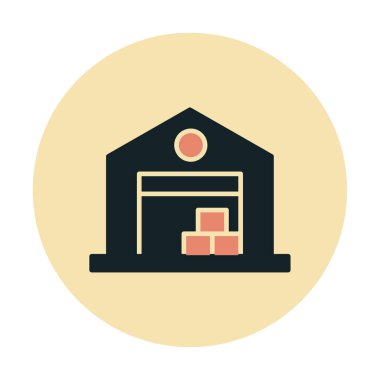 Kutu simgesi ve vektör illüstrasyonlu depo 