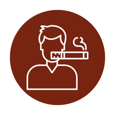 Sigara ikonlu sigara içen adam, vektör illüstrasyonu 