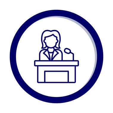 Konuşma standında konuşma yapan kadınlar, vektör illüstrasyonu