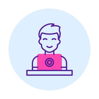 Dizüstü bilgisayarı olan adam vektör çizimi  