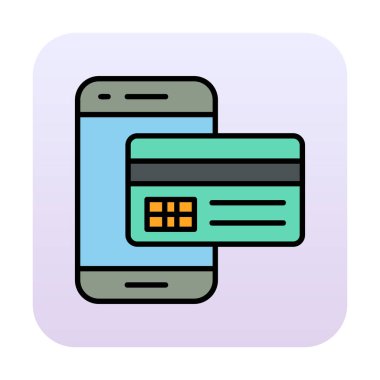 Kart ödemesi. Mobil ödeme ana hatları vektör simgesi
