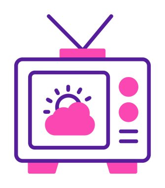 Hava sembollü TV simgesi, vektör illüstrasyonu basit tasarım