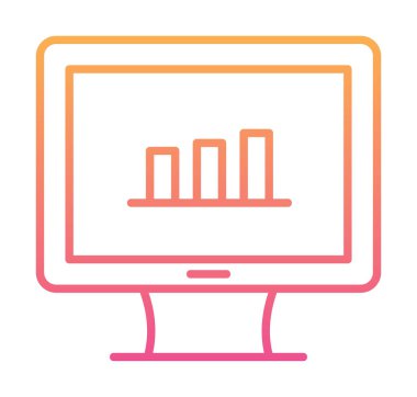 iş grafiği bilgisayar ekranında, vektör illüstrasyonu basit tasarım