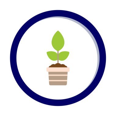 çömlek simgesine bitki, vektör illüstrasyonu 