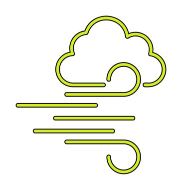 Bulutlu rüzgar simgesi, vektör illüstrasyonu 