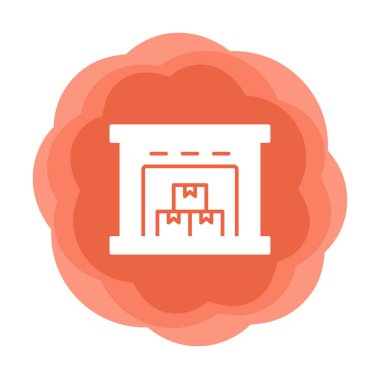 Kutu simgesi ve vektör illüstrasyonlu depo 