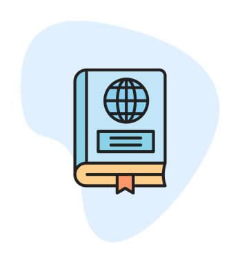 Coğrafya Kitabı web simgesi, vektör illüstrasyonu 