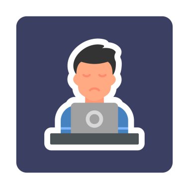 Dizüstü bilgisayarı olan adam vektör çizimi  