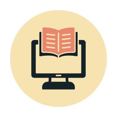 E-kitap ve bilgisayar ekran simgesi, vektör illüstrasyonu 
