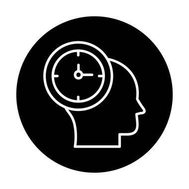 İnsan kafası ikonlu saat. vektör illüstrasyonu                          