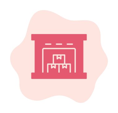 Kutu simgesi ve vektör illüstrasyonlu depo 