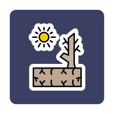 Kuraklık zeminli bir ağacın vektör düzlüğü simgesi 