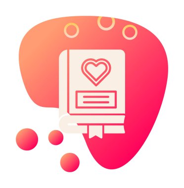 Kalp ikonu ve vektör illüstrasyonlu romantizm kitabı 