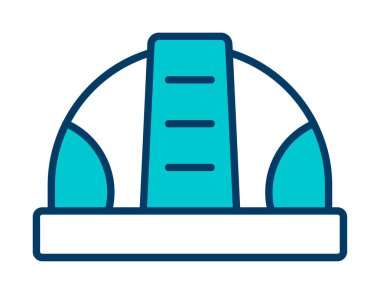 İnşaat Miğferi. İnşaat endüstrisi simgesi ana hatlarıyla doldurulmuş                    