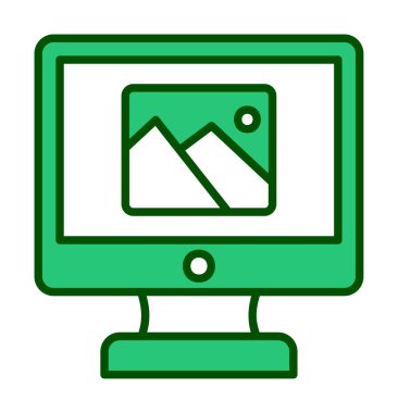 Comoputer galeri simgesi, vektör illüstrasyonu