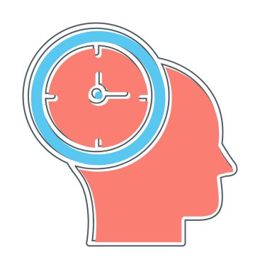 İnsan kafası ikonlu saat. vektör illüstrasyonu                          