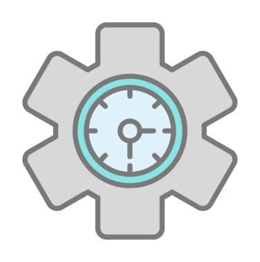 Saat simgesi, vektör illüstrasyonu, zaman sembolü ayarlanıyor. İçerideki saat dişlisi 