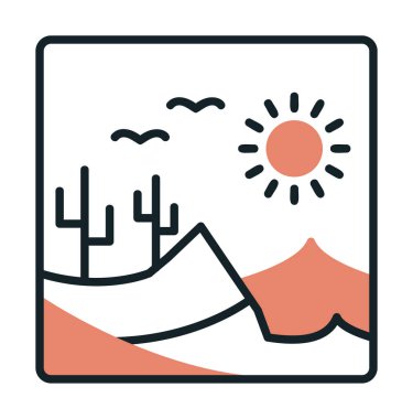 Çöl manzarası ikonu vektör illüstrasyon tasarımı