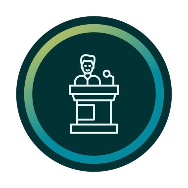 Konuşma standı ikonu, vektör illüstrasyonunda konuşma yapan erkekler